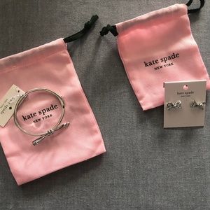 Kate Spade Silver Bow Bracelet and Earring NWT